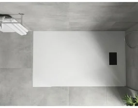 Mexen Hugo, obdĺžniková sprchová vanička SMC 150 x 90 cm, biela, čierna krytka, 42109015-B