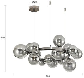 Brilagi - LED Luster na lanku MILLA 15xG9/3W/230V lesklý chróm/dymová