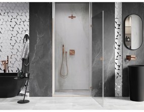 Mexen Lunar-B, Otočné pravé sprchové dvere 100 cm, 8mm číre sklo, medený matný profil, 832-100-000-65-00-P