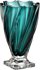 KRIŠTÁĽOVÁ VÁZA BOHEMIA PONTI GREEN TOUCH NA NOHE 330MM