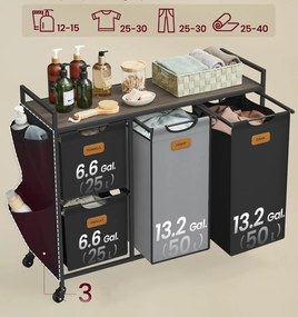 Kôš na bielizeň Vasagle Males 150 l čierna/šedá/hnedá