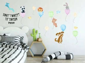 Veselá nálepka do detskej izby zvieratká na balónoch 60 x 120 cm