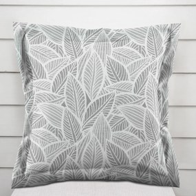 Biante Dekoračná obliečka na vankúš s lemom Leona LN-169 Biele listy na sivom 40 x 60 cm