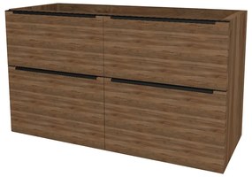 Mereo, Mereo Mailo, kúpeľňová skrinka 121 cm, čierne madlo, Multidecor, Orech Pacifik tabákový, MER-CN593SBOPT2