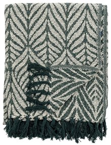 Zelená/béžová deka z recyklovanej bavlny 130x160 cm Ugento – Bloomingville