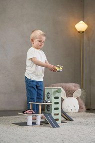 Detská parkovacia garáž s vrtuľníkom