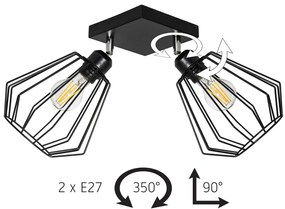 Toolight, Závesné dvojité stropné svietidlo kovové stropné 392194, čierna, OSW-04000