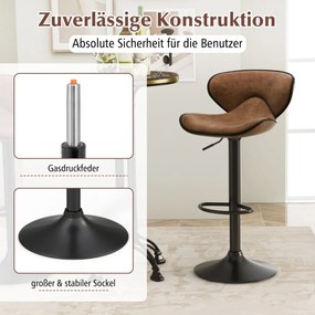 Sada 2 otočných barových stoličiek s operadlom a podnožkou barové stoličky rustikálne hnedé