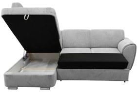 Rozkladacia rohová sedacia súprava v tvare L SERPA s úložným priestorom, ľavé prevedenie, sivá