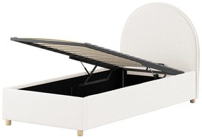 Biela čalúnená jednolôžková posteľ s úložným priestorom s roštom 90x200 cm Moon – Vipack