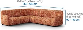 Bielastické poťahy UNIVERSO NOVÉ žíhané tehlové rohová sedačka (š. 350 - 530 cm)