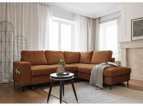 Oranžovohnedá menčestrová rozkladacia rohová pohovka (pravý roh) Lofty Lilly – Miuform