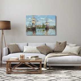 Obraz - Claude Monet, Ships Riding on the Seine at Rouen, reprodukcia (90x60 cm)