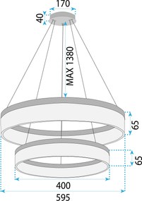 Toolight Toolight, LED závesné osvetlenie 60cm, 60W, 3000K, LHJ049-CP2, zlatá, OSW-60028