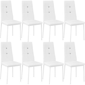 tectake 404125 8 jedálenských stoličiek, ozdobné kamienky - biela
