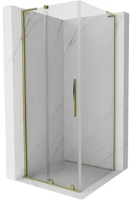 Mexen Velar L, sprchový kút s posuvnými dverami 110 x 110 cm, 8mm číre sklo, zlatá lesklá, 871-110-110-03-50