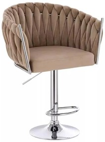 LuxuryForm DESIGN Barová stolička NORDEN VELUR na striebornom tanieri - latte