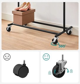 Vešiakový stojan na kolieskach TAHIR čierny