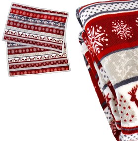Vianočná červeno-biela baránková deka z mikroplyšu WINTER DELIGHT Rozmer: 200 x 220 cm