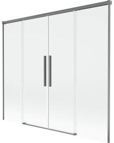 Mexen Rox, 2-krídlová posuvná vaňová zástena 180 x 150 cm, 8mm číre sklo, grafitový profil, 8C9-180-002-95-00