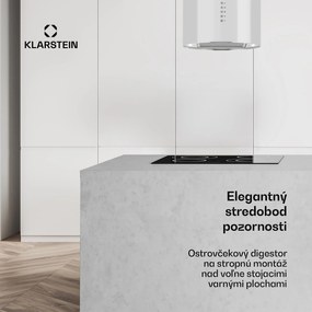 Klarstein Beretta, digestor, 35 cm, ostrovčekový, 650m³/h, LED, biely