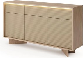 Komoda so zásuvkami a skrinkami Semi C 154 cm 3D3S LED cappuccino bolivar prírodný