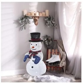 LED skládací sněhulák SNOWMAN 60 cm studená bílá