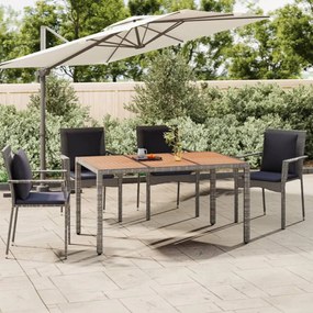 Záhradný stôl drevená doska sivý polyratan a masívna akácia 319552