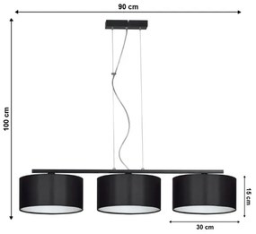 Luster na lanku ASTRA 3xE27/60W/230V čierna