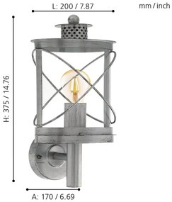 Eglo 94865 - Vonkajšie svietidlo HILBURN 1xE27/60W/230V IP44