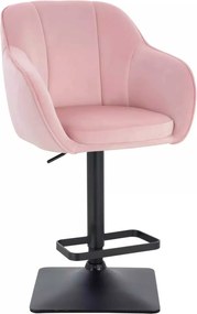 LuxuryForm DESIGN Barová stolička AVOLA VELUR na čiernej hranatej podstave - svetlo ružová