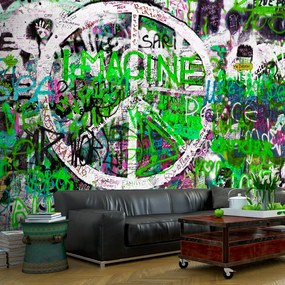 Artgeist Fototapeta - Green Graffiti Veľkosť: 98x70, Verzia: Samolepiaca