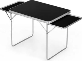 Skladací kempingový stôl 120 x 60 cm s policami a kufrovým dizajnom hnedá