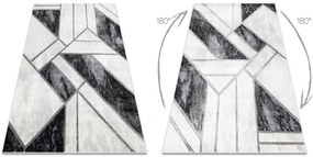 Koberec EMERALD exkluzívny 81953 glamour, styl marmur, geometrický čierny / strieborný