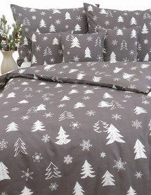Vianočné bavlnené obliečky Renforcé - Stromčeky sivé