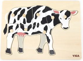 Puzzle na podložke s rúčkami Viga 44608 krava