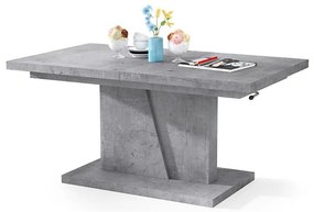 Rozkladací konferenčný/jedálenský stôl NINO so zdvíhacou doskou, betónovo sivý