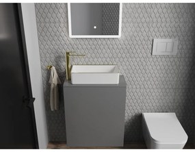 Mexen Nadia, umývadlo na dosku 46x23x12 cm, biela lesklá-zlatý okraj, 21614605