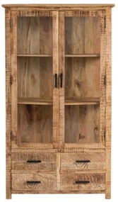 furniture-nabytek.cz - Masívna vitrína z mangového dreva, lakovaná, hnedá – 100×42×180 cm