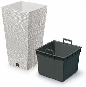 Kvetináč FURU SQUARE ECO WOOD s vložkou 24 c m,biely ECO, S
