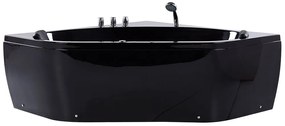 Vírivá rohová vaňa s LED osvetlením 140 x 140 cm čierna MEVES Beliani