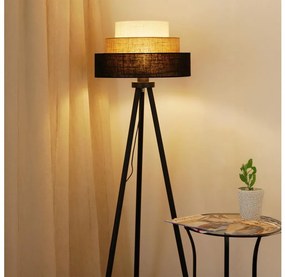 Brilagi - Stojacia lampa ASPEN LUNETA 1xE27/15W/230V čierna/béžová/krémová BG1121