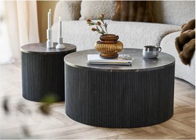 Tmavohnedý okrúhly konferenčný stolík s doskou v dekore mramoru ø 80 cm Rota – House Nordic