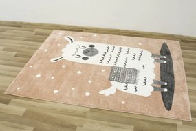 Detský koberec Lima 9486A Lama ružový / krémový