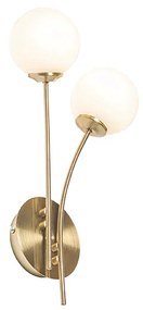 Moderná nástenná lampa zlatá s opálovým sklom 2-svetlo - Atény