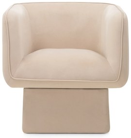 Otočné sametové křeslo ONE světle béžové