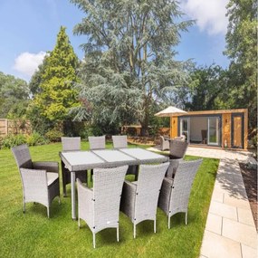 Záhradná ratanová zostava JANINA 17-dielna sedacia súprava sivá