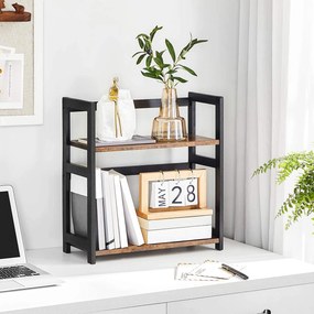 Stolný organizér, 2-úrovňový stojan na korenie, rustikálny hnedý a čierny