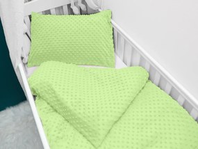 Biante Detské posteľné obliečky do postieľky Minky 3D bodky MKP-005 Pastelové svetlo zelené Do postieľky 100x135 a 40x60 cm