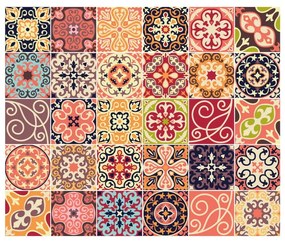 Sada 30 nástenných samolepiek Ambiance Cement Tiles La Valette, 10 × 10 cm